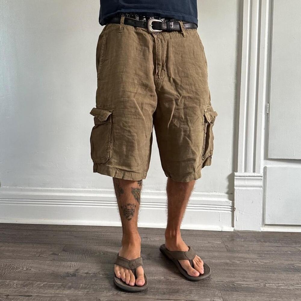 Vintage Y2K Green Olive Cotton Lucky Brand Cargo Shorts